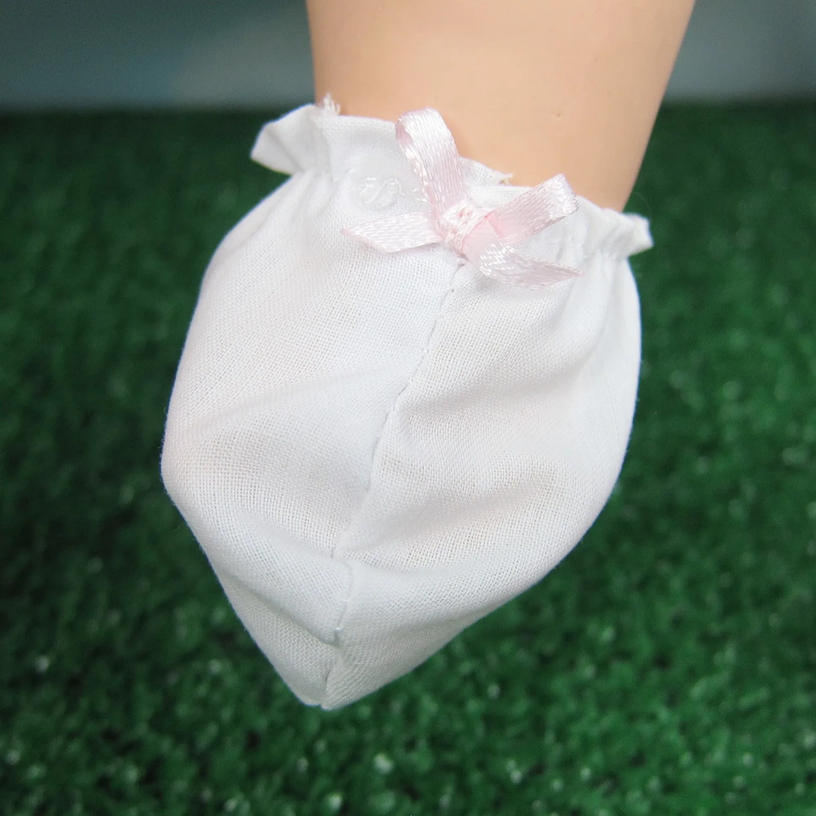 Baby Doll Booties - White with Pale Pink Bow