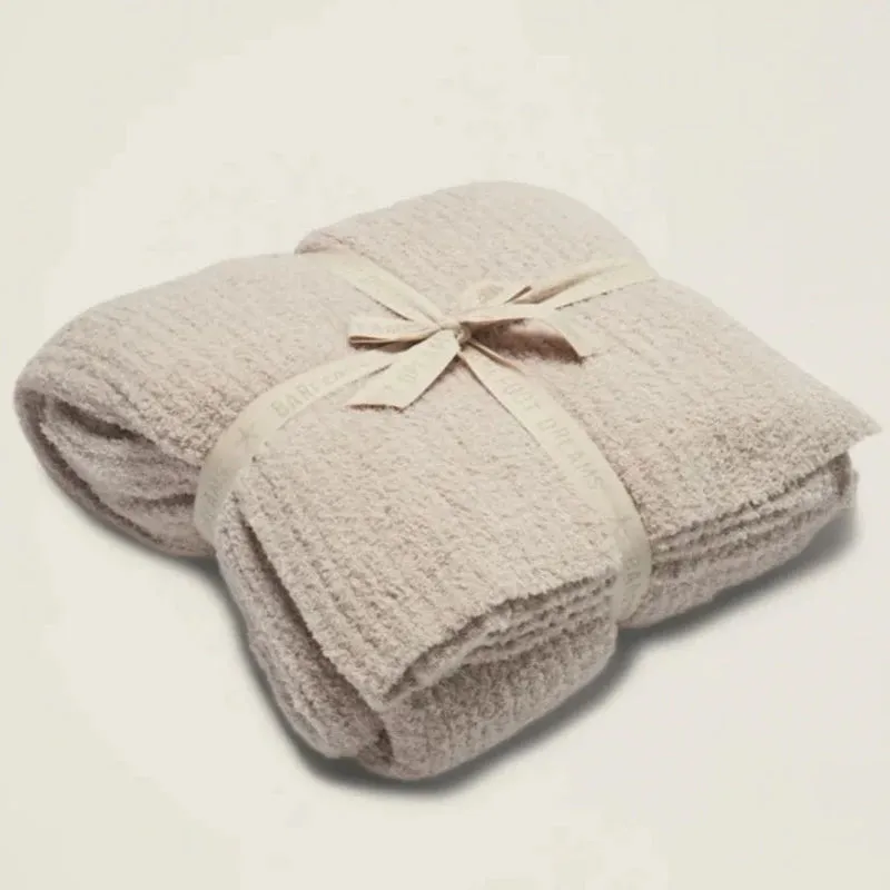 Barefoot Dreams CozyChic Stone Ribbed Bed Blanket (2 sizes)