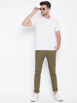 Beige Slim Fit Trousers