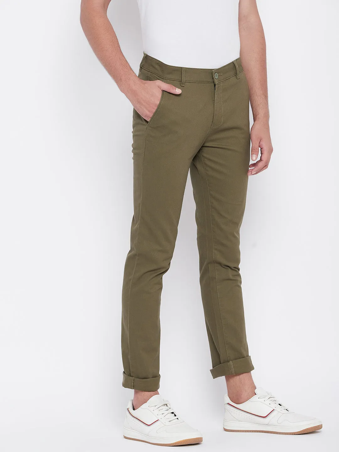 Beige Slim Fit Trousers