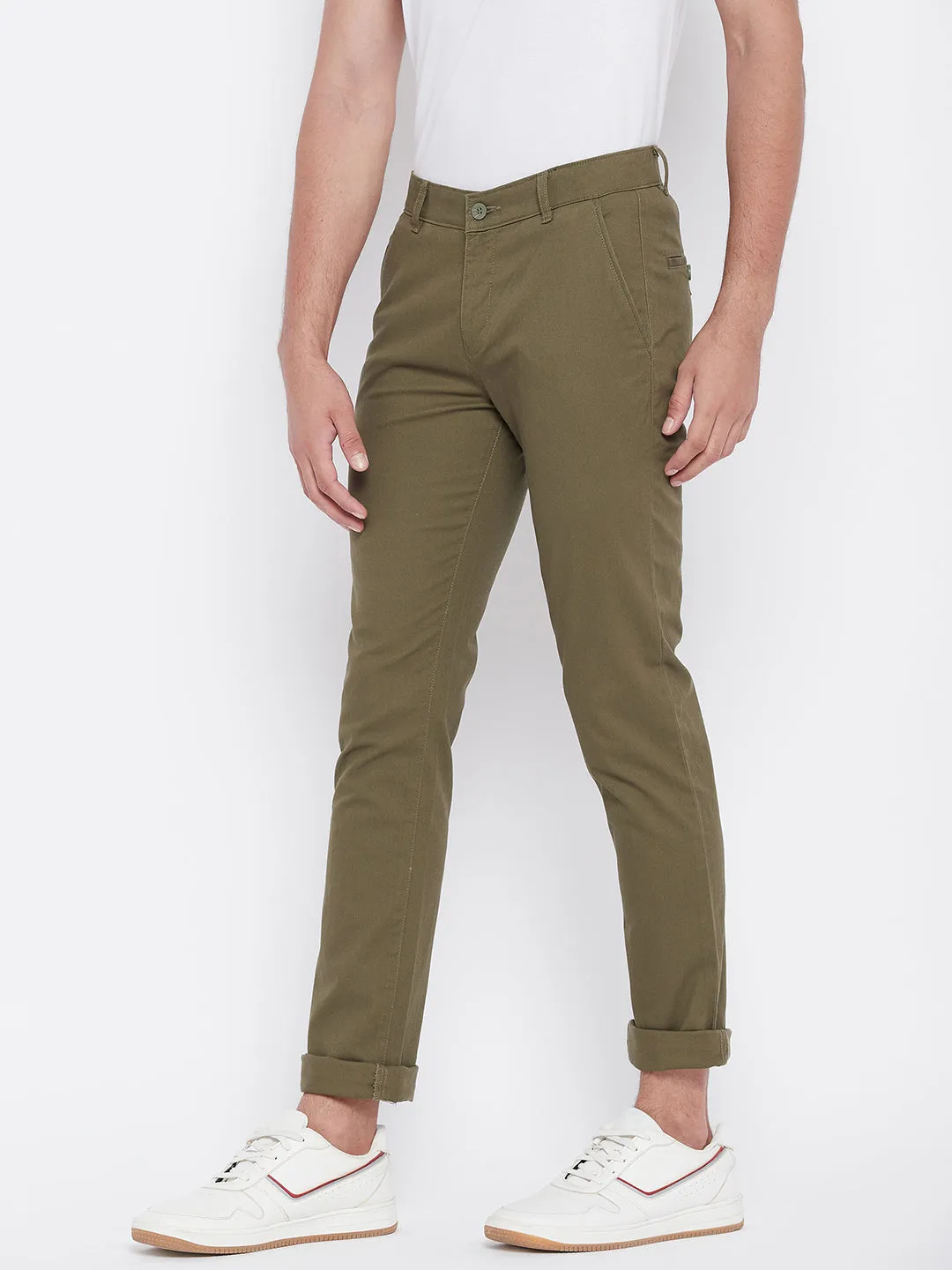 Beige Slim Fit Trousers