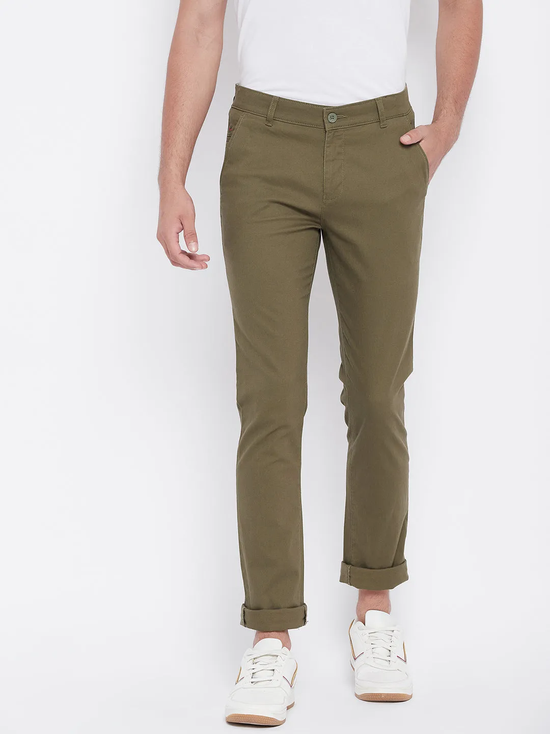 Beige Slim Fit Trousers