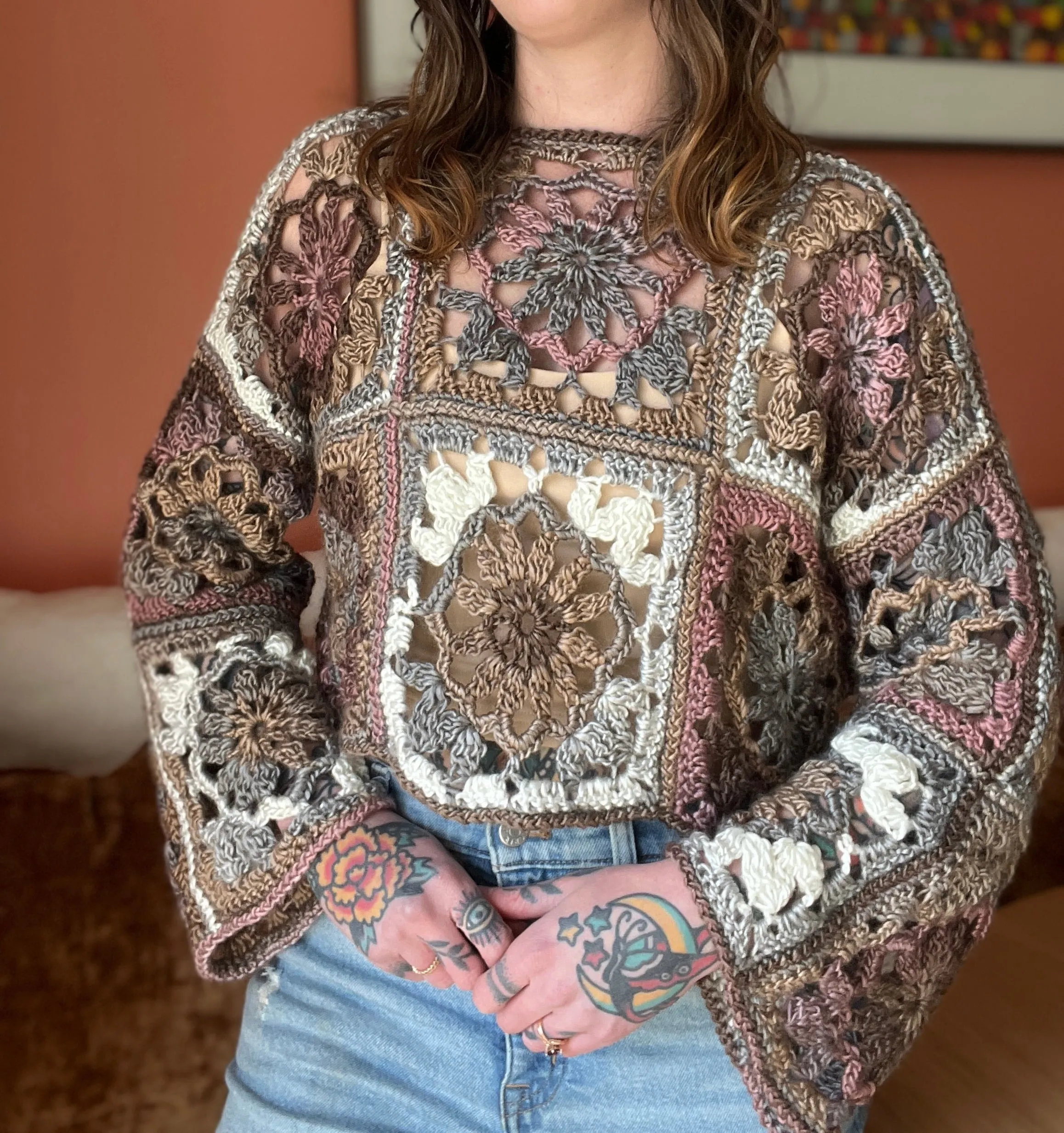 Blossom Breeze Cropped Sweater Crochet Pattern