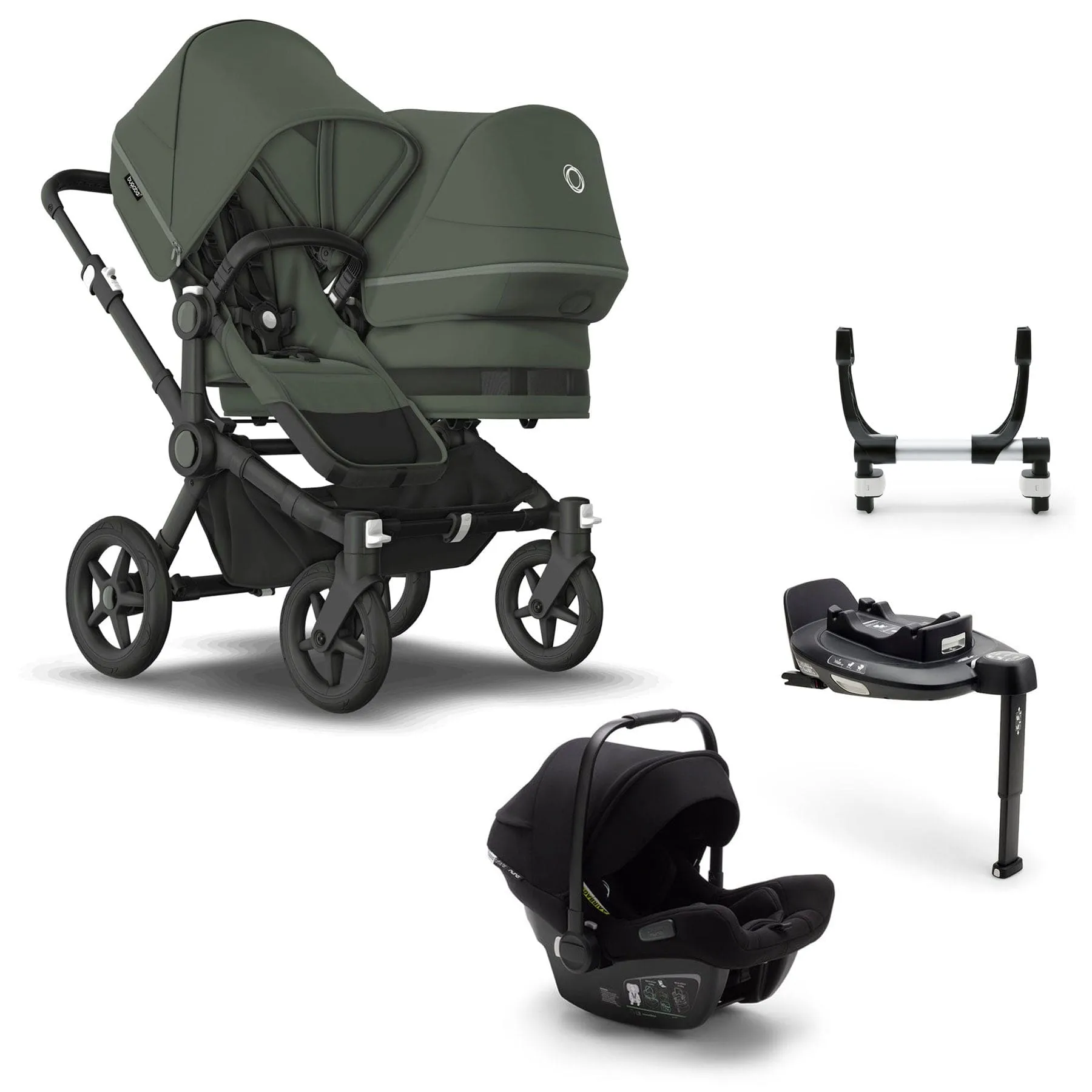 Bugaboo Donkey 5 Duo Complete Turtle Travel System in Forest Green
