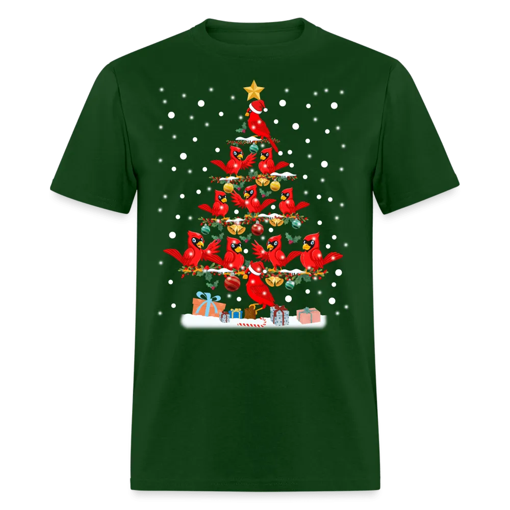 Christmas - Cardinal Christmas Tree - Family Shirts Men, Woman Christmas T Shirts