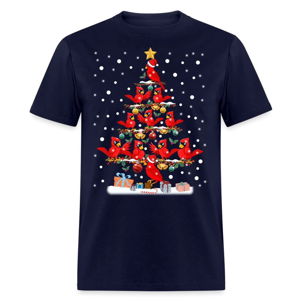 Christmas - Cardinal Christmas Tree - Family Shirts Men, Woman Christmas T Shirts