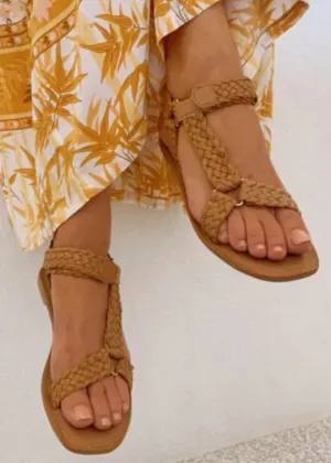COUP LEATHER SANDALS - TAN