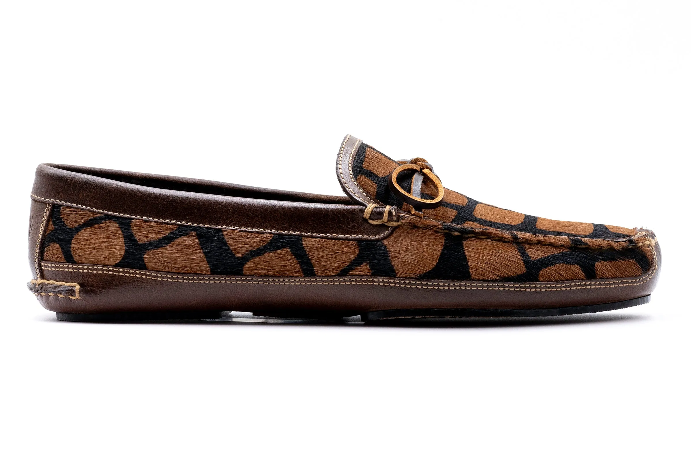 Cozy Country "Hair On" Leather Bow Tie Slippers - Giraffe