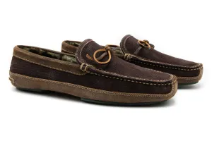 Cozy Country Suede Bow Tie Slippers - Walnut