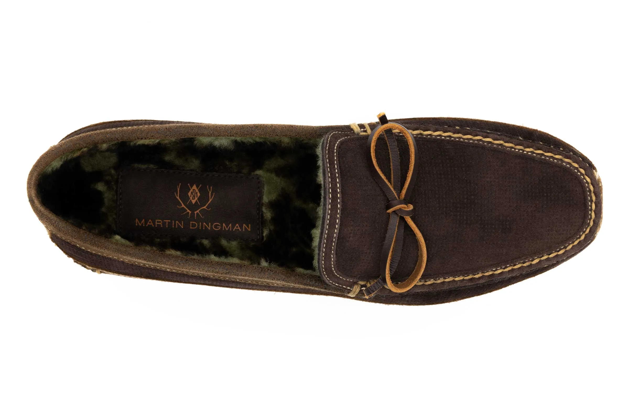 Cozy Country Suede Bow Tie Slippers - Walnut