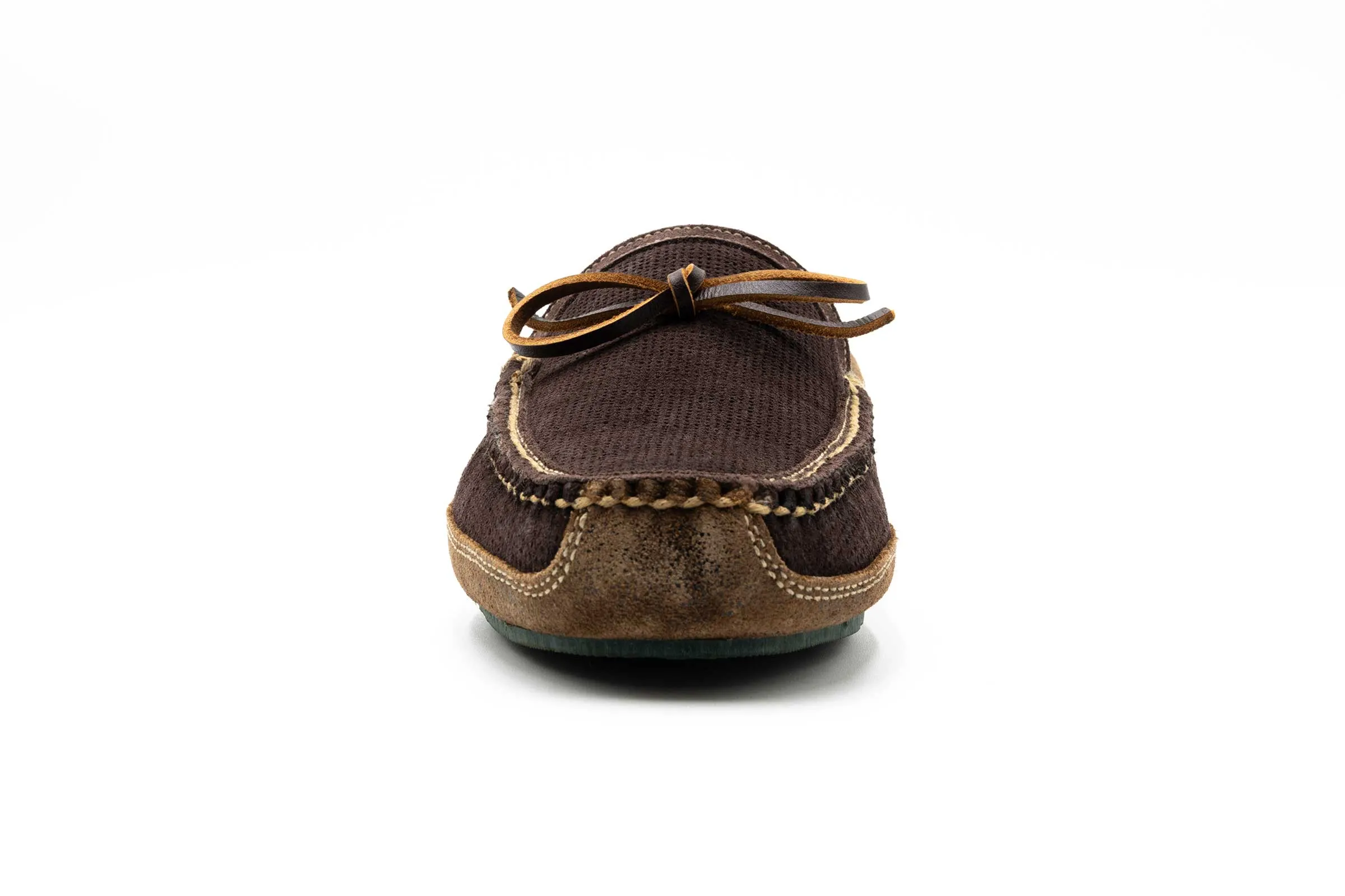 Cozy Country Suede Bow Tie Slippers - Walnut
