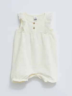 Crew Neck Basic Cotton Baby Girl Jumpsuit