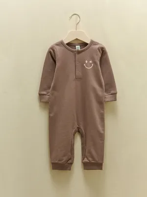 Crew Neck Long Sleeve Organic Cotton Baby Boy Jumpsuit