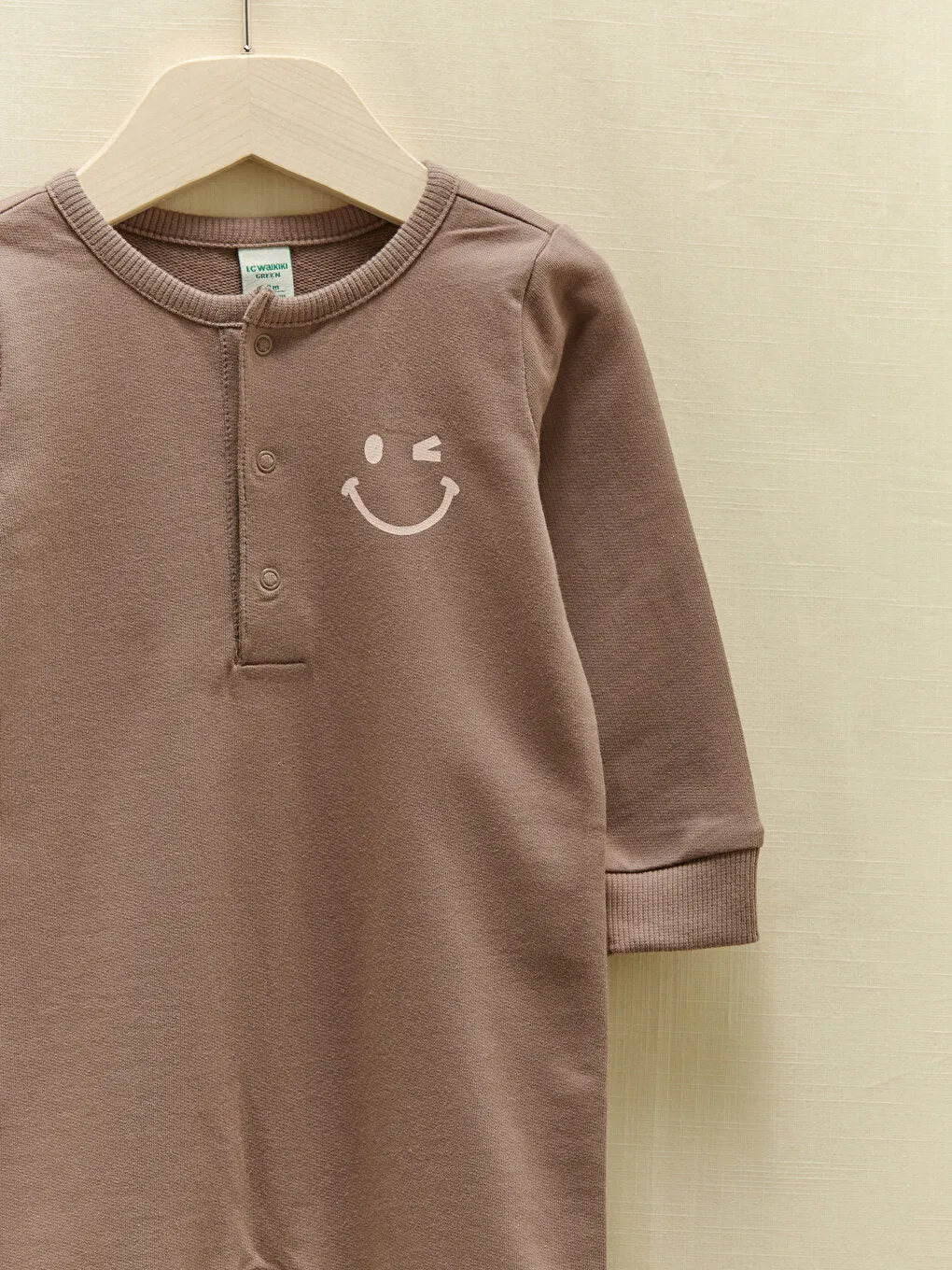 Crew Neck Long Sleeve Organic Cotton Baby Boy Jumpsuit