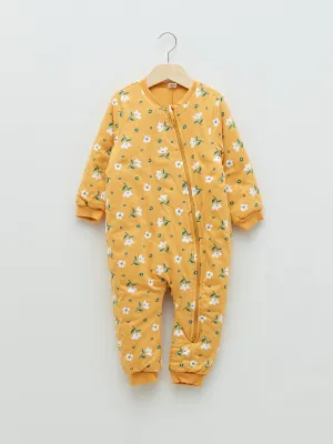 Crew Neck Long Sleeve Printed Baby Girl Zipper Sleeping Bag