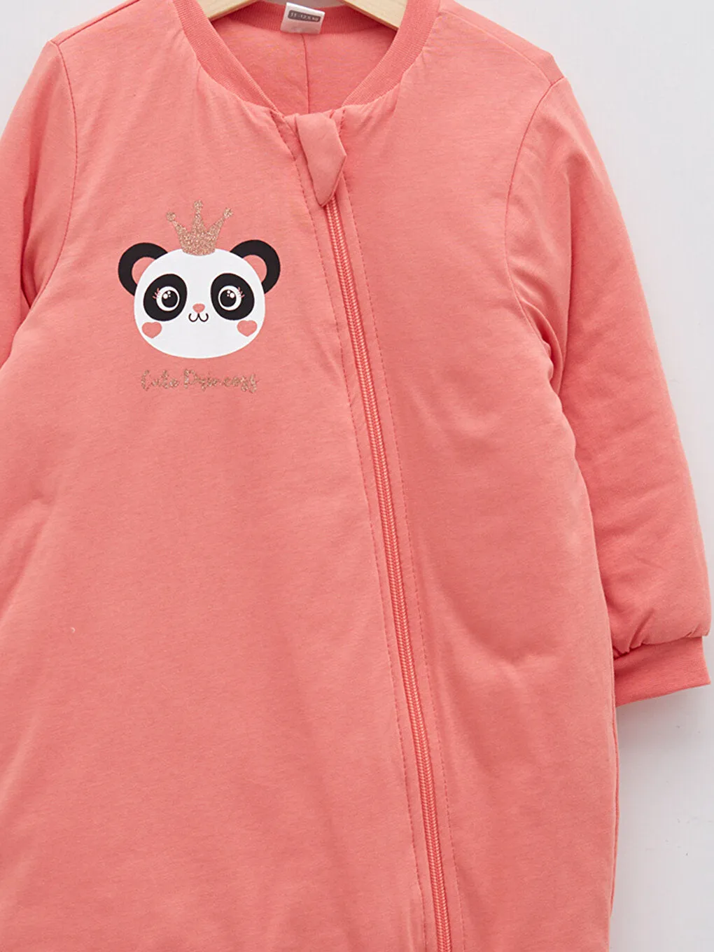 Crew Neck Long Sleeve Printed Baby Girl Zipper Sleeping Bag