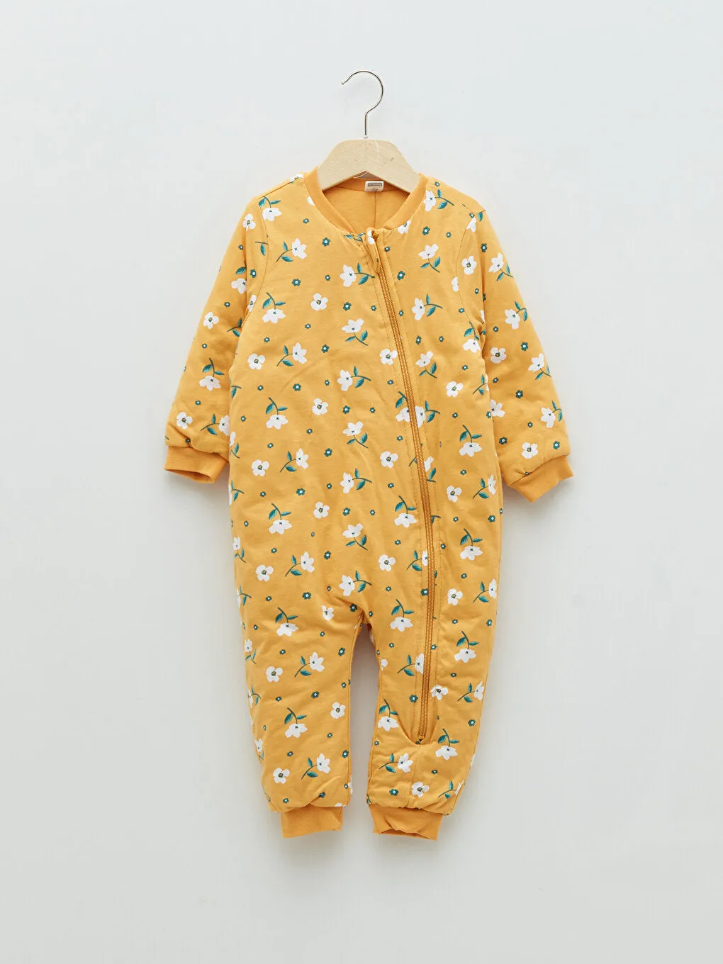 Crew Neck Long Sleeve Printed Baby Girl Zipper Sleeping Bag