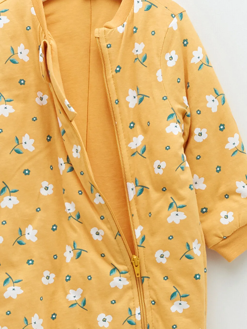 Crew Neck Long Sleeve Printed Baby Girl Zipper Sleeping Bag