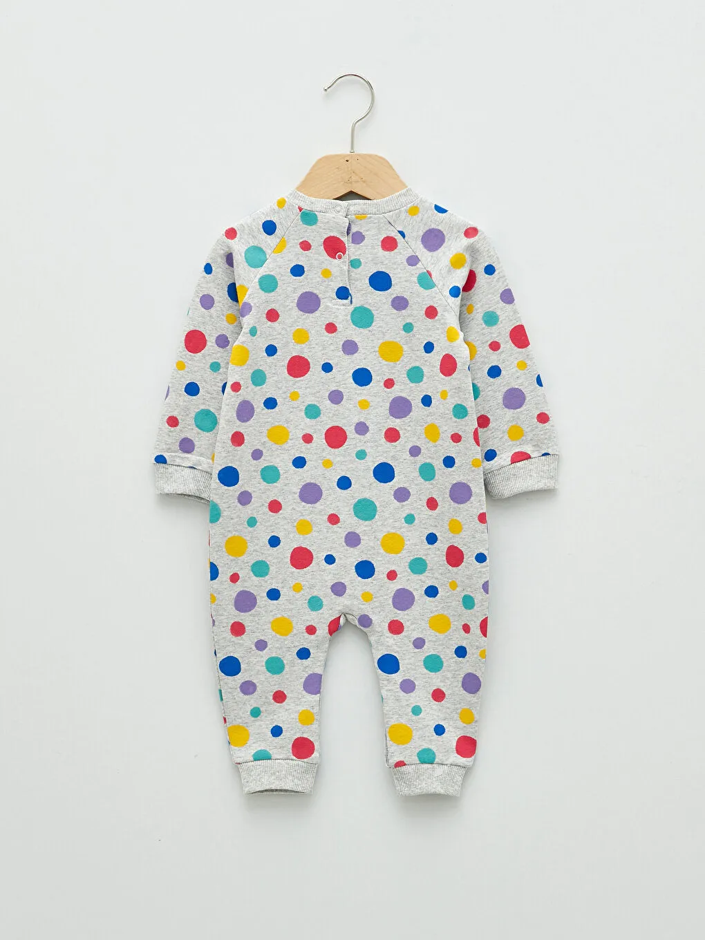Crew Neck Long Sleeve Printed Cotton Baby Girl Jumpsuit