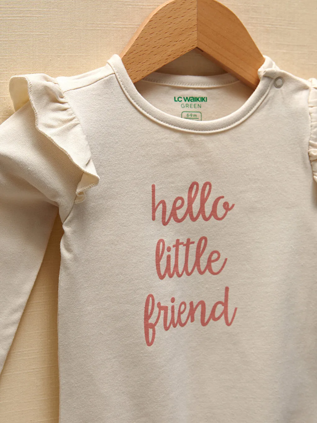 Crew Neck Long Sleeve Printed Organic Cotton Baby Girl 3-Piece Set