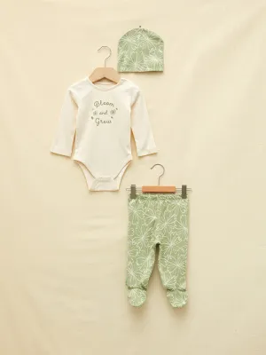 Crew Neck Long Sleeve Printed Organic Cotton Baby Girl Hospital Set