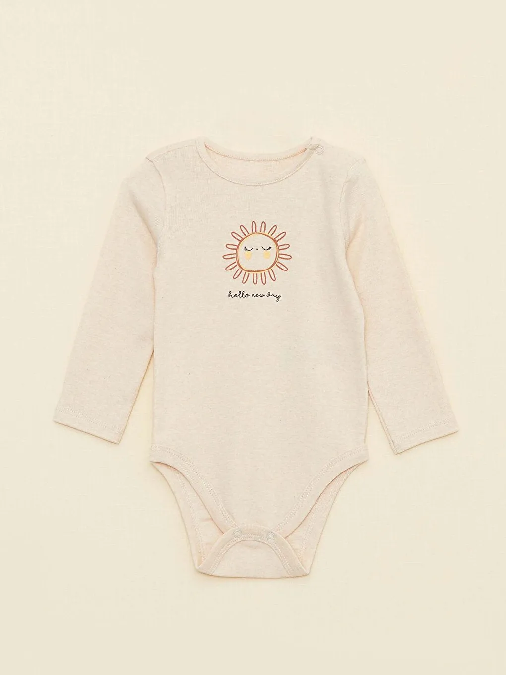 Crew Neck Long Sleeve Printed Organic Cotton Baby Girl Snap-On Body and Pants 2-Piece Set