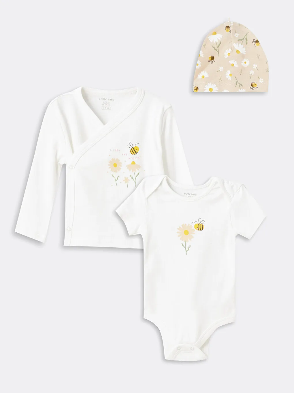 Crew Neck Printed Baby Girl Hospital Discharge Set 4-Piece