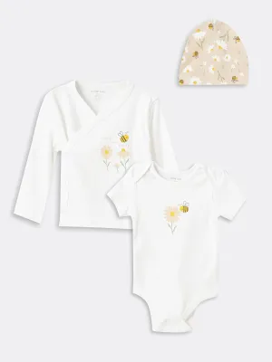Crew Neck Printed Baby Girl Hospital Discharge Set 4-Piece