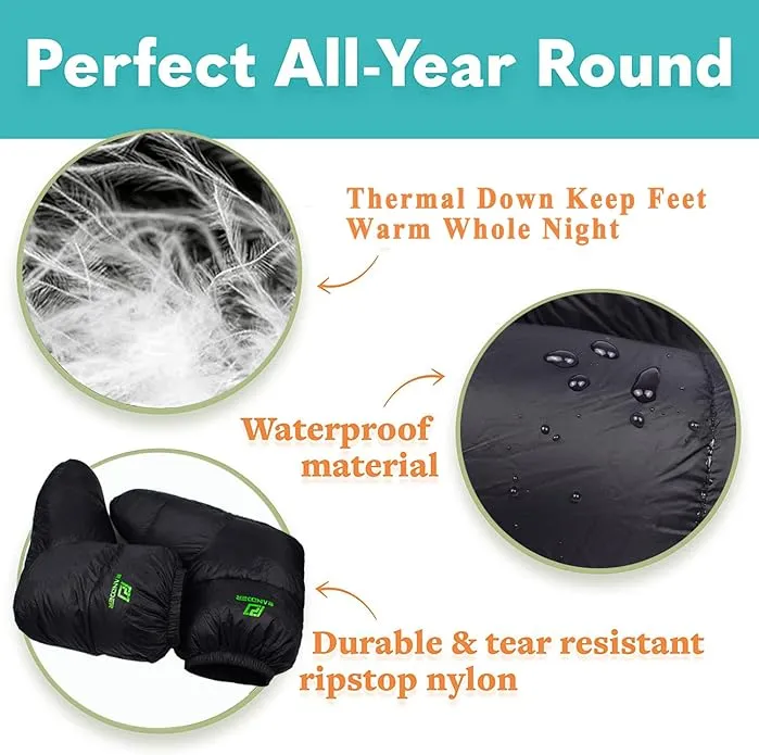 Down Booties Warm Socks for Men & Women - Ultralight Sleeping Sock for Camp, Backpacking - Soft & Cozy Camping Sleeping Bag Tent Down Slippers Foot Warmer