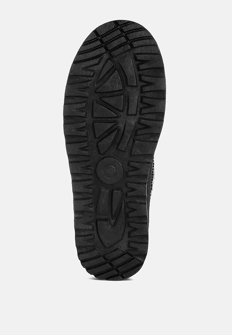 Embroidered Platform Fur Classic Slip-On by RUW