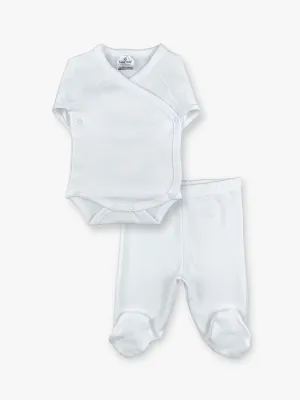 Envelope Collar Long Sleeve Unisex Baby 2 Piece Set