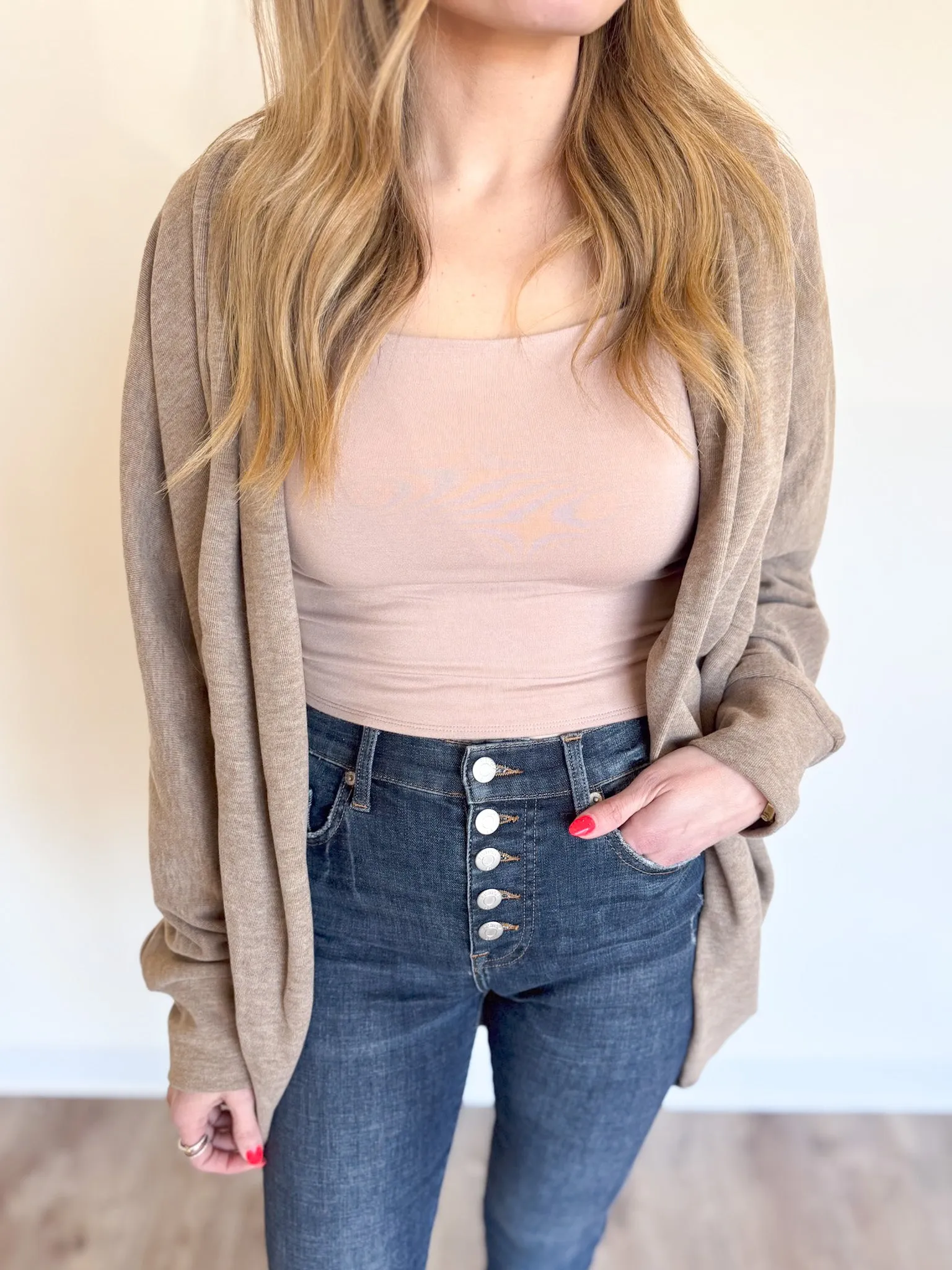 Fallon Cocoon Cardigan in Taupe