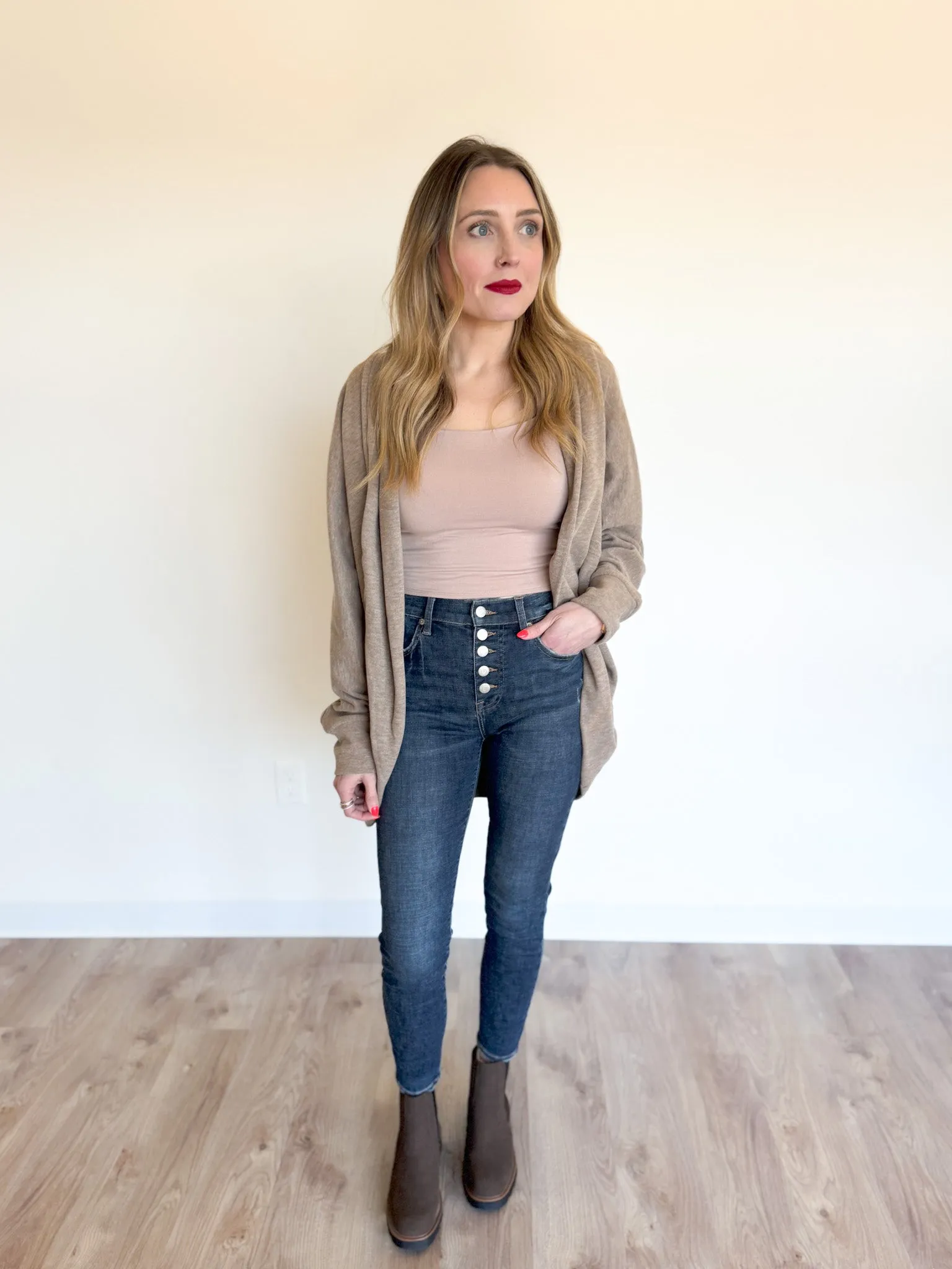 Fallon Cocoon Cardigan in Taupe