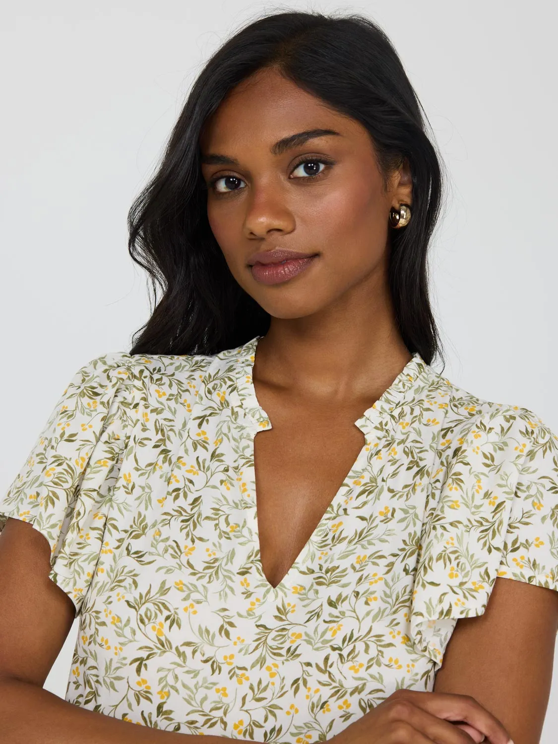 Floral Flutter Sleeve Mini Dress
