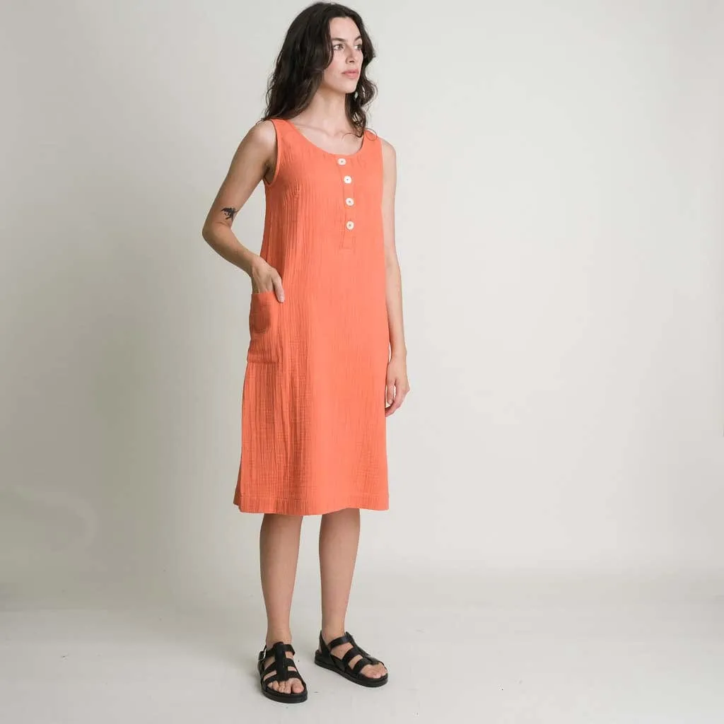 Flori Cotton Sun Dress | Orange