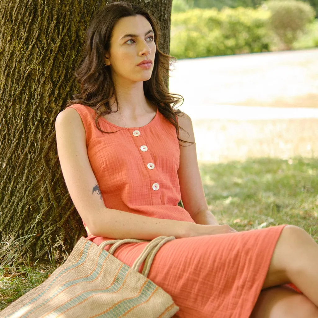 Flori Cotton Sun Dress | Orange