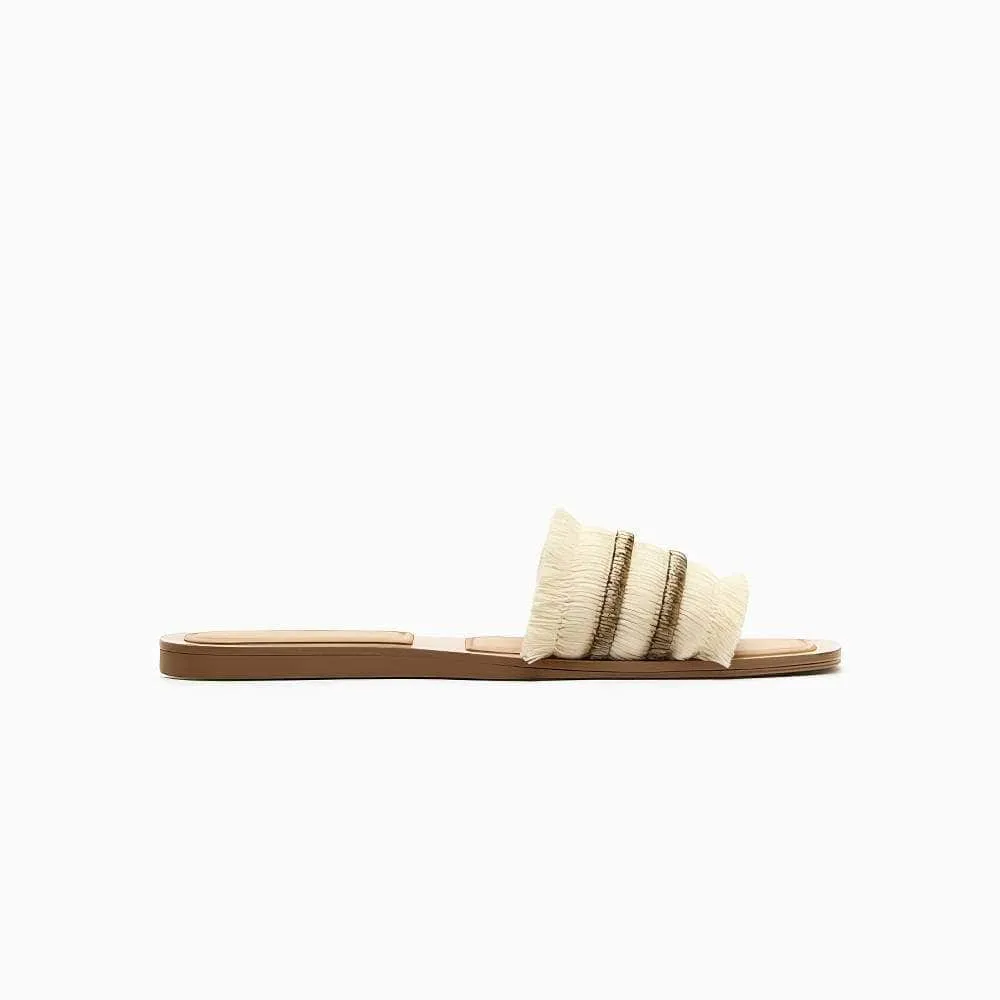 Fringe Tassel Decor Slide In Slippers