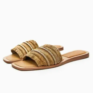Fringe Tassel Decor Slide In Slippers