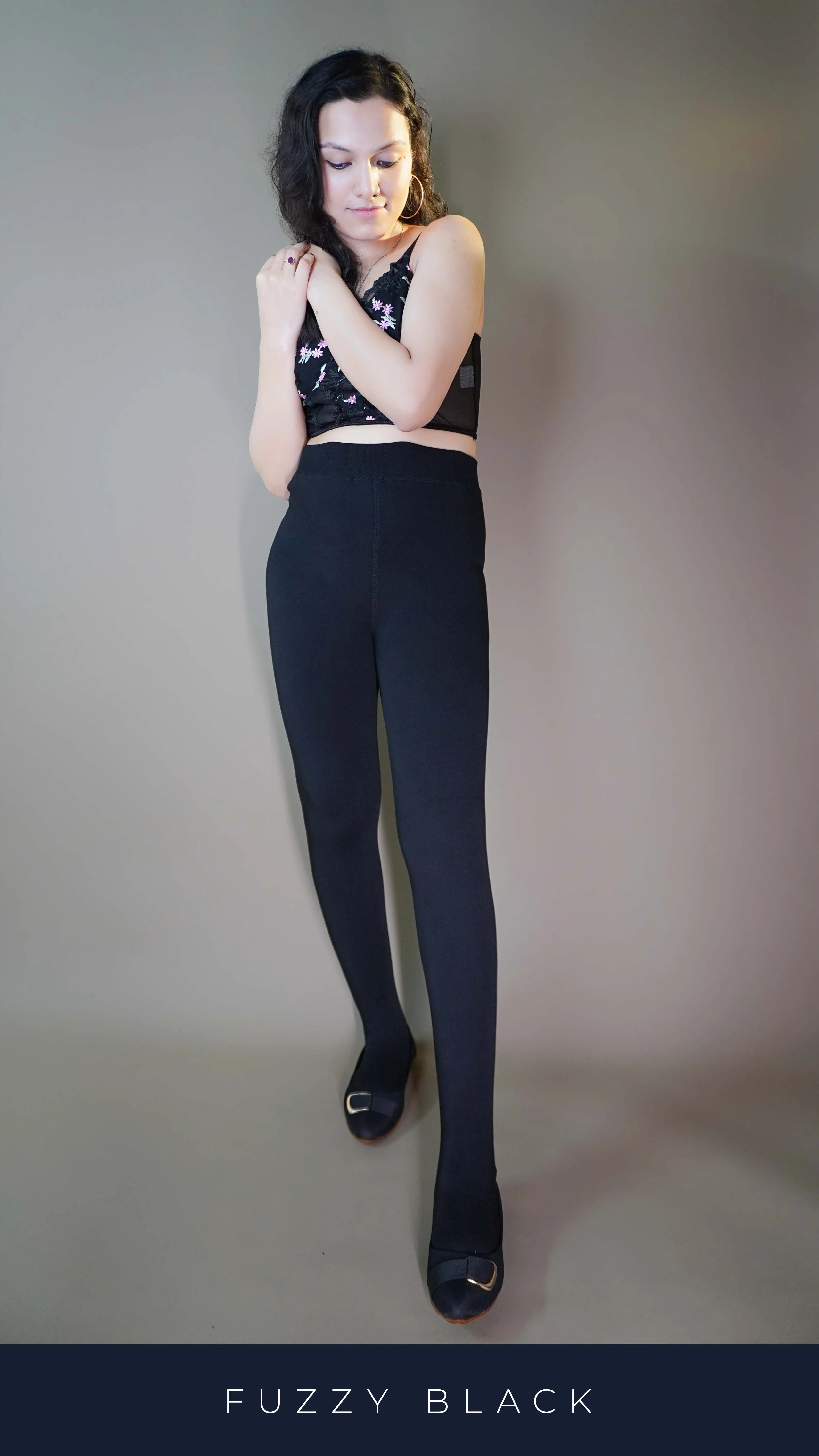 Furry Bliss Black Warm Tights