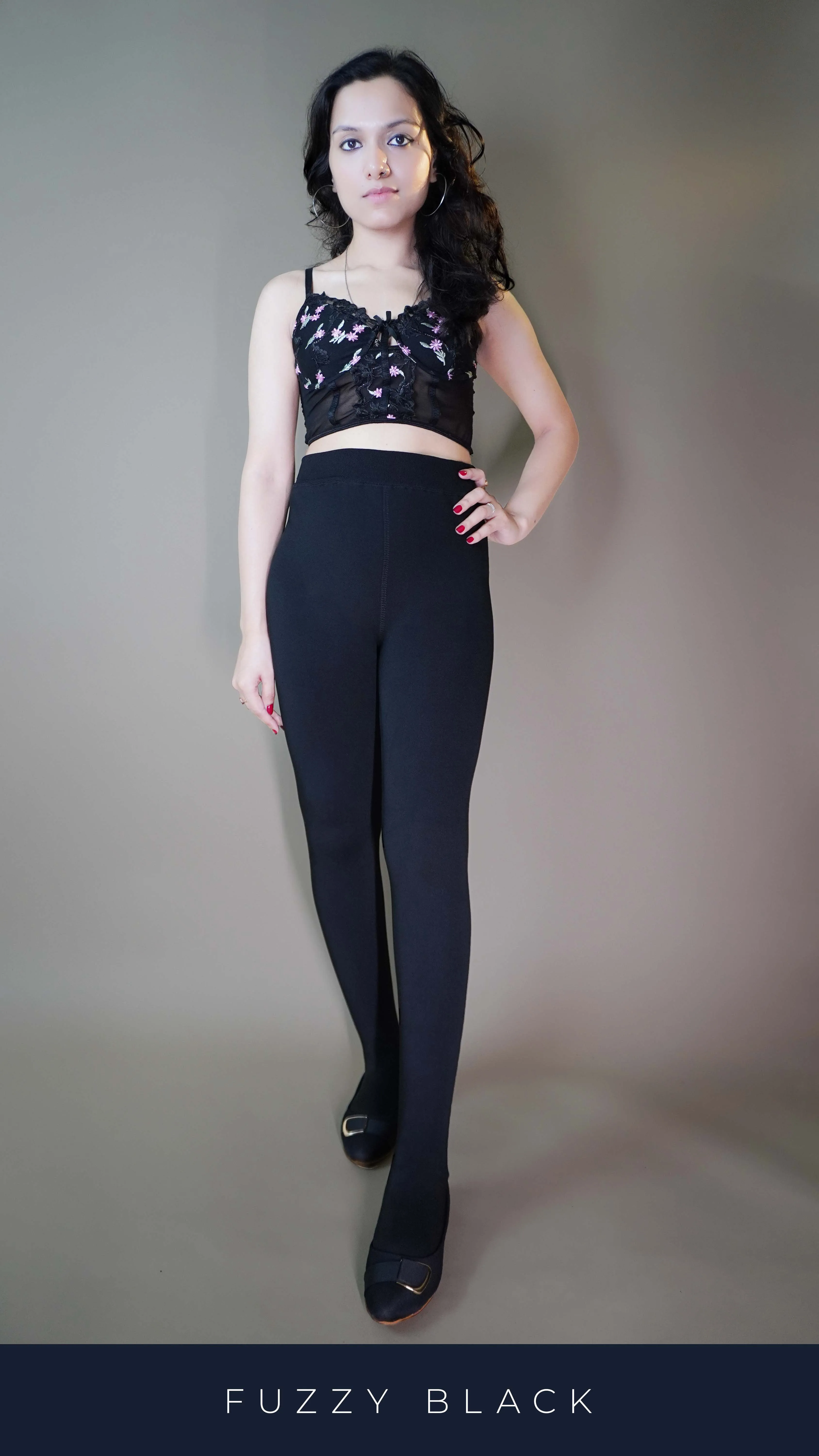 Furry Bliss Black Warm Tights