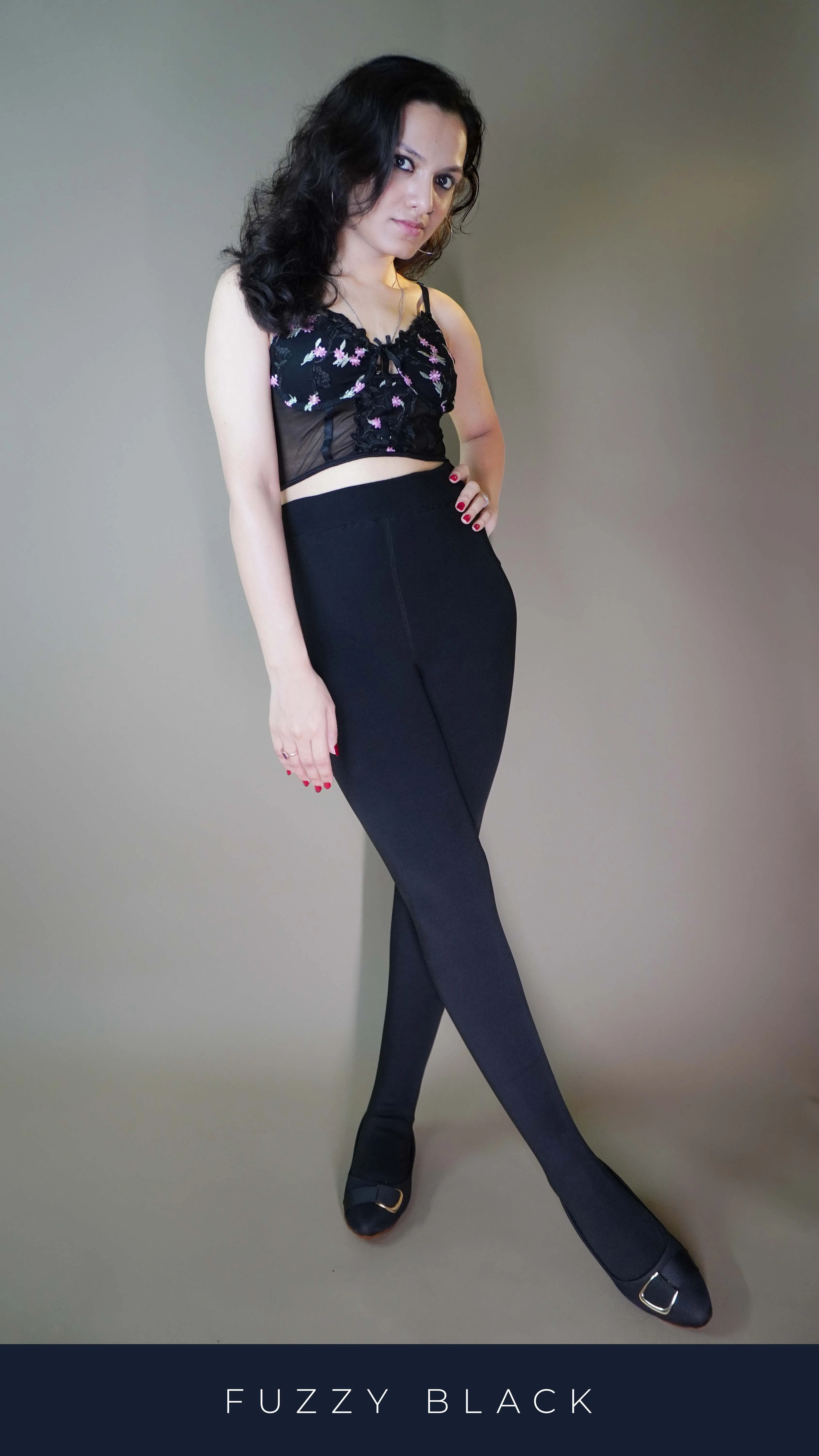 Furry Bliss Black Warm Tights