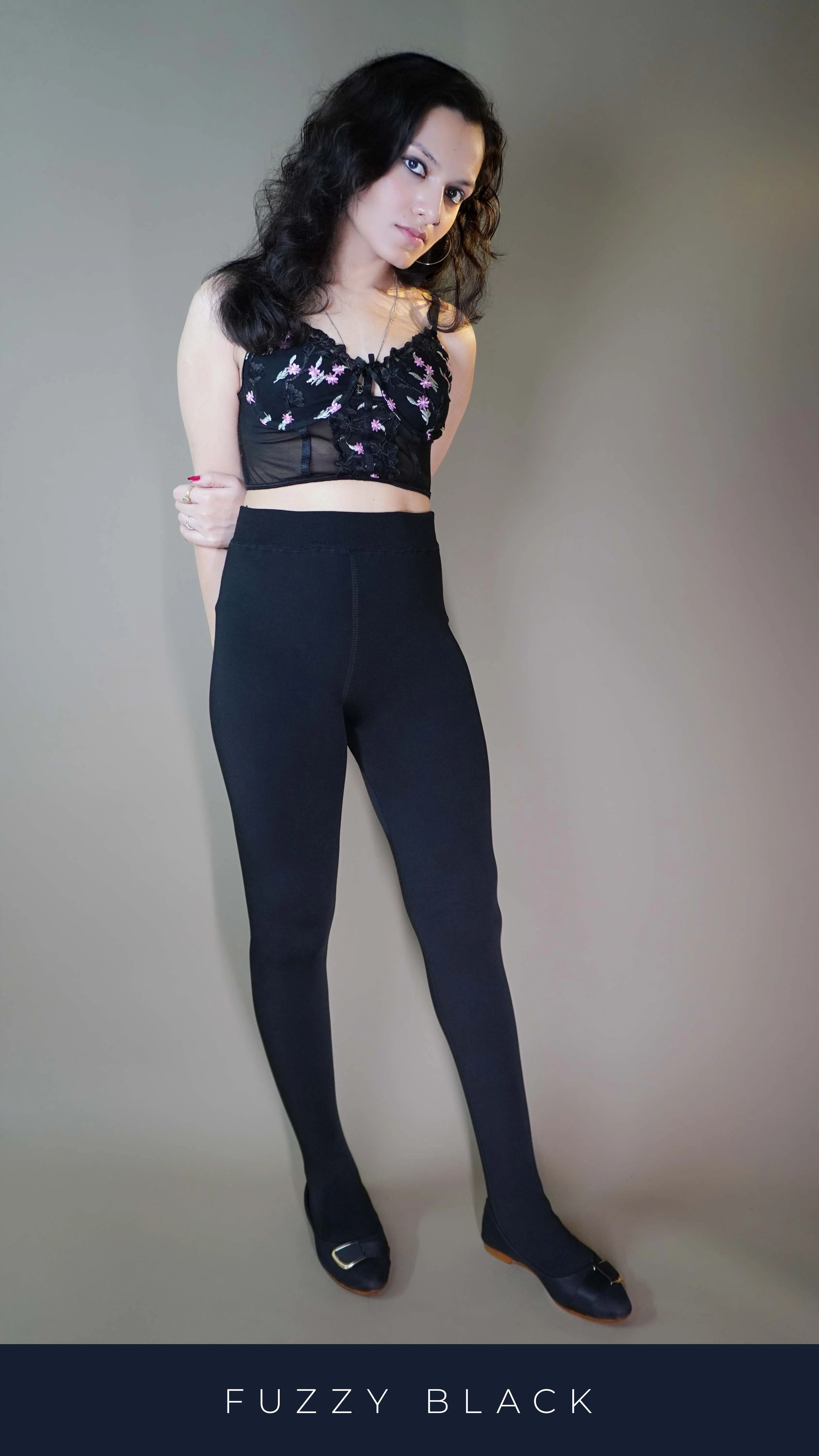 Furry Bliss Black Warm Tights