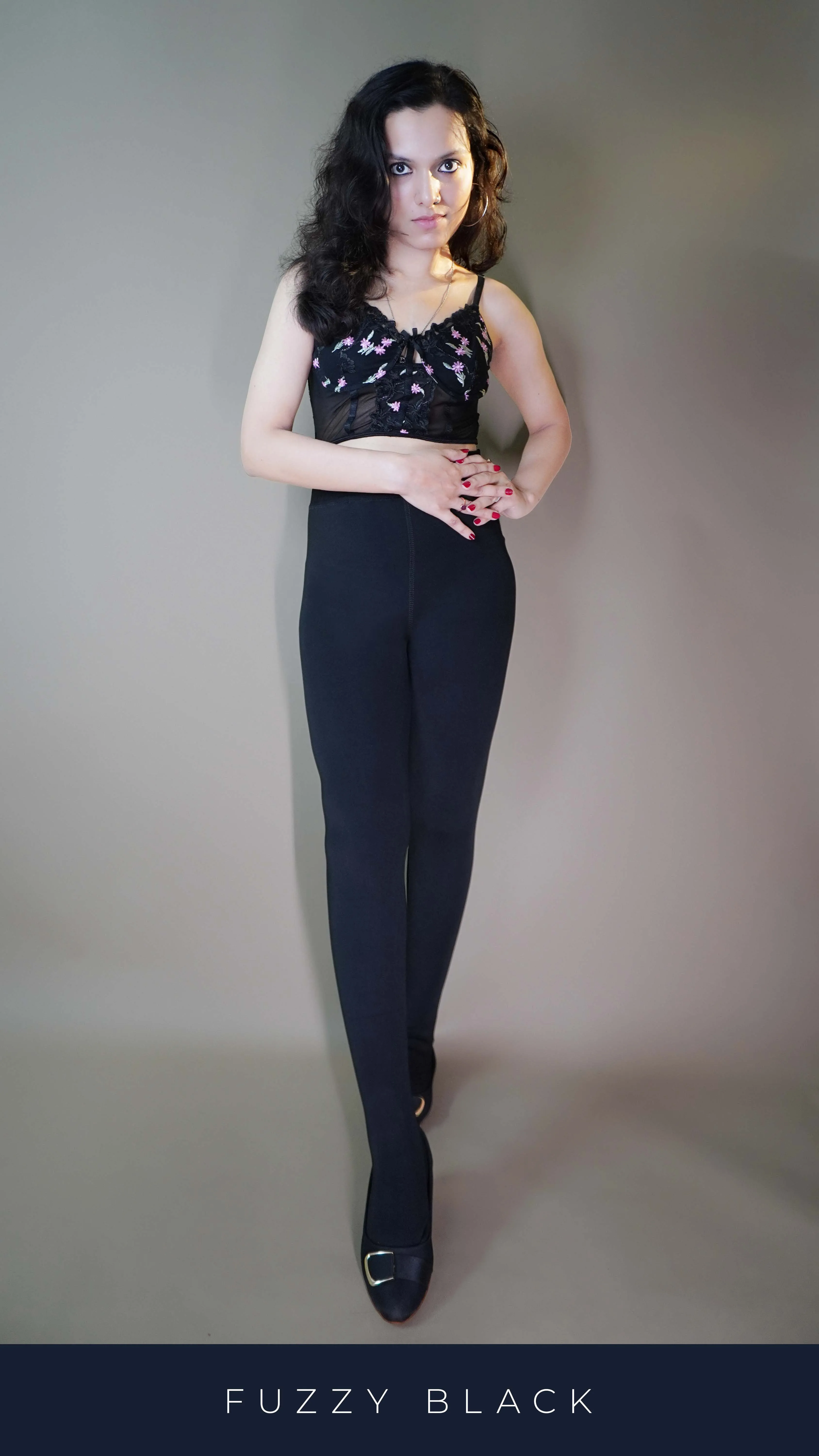 Furry Bliss Black Warm Tights