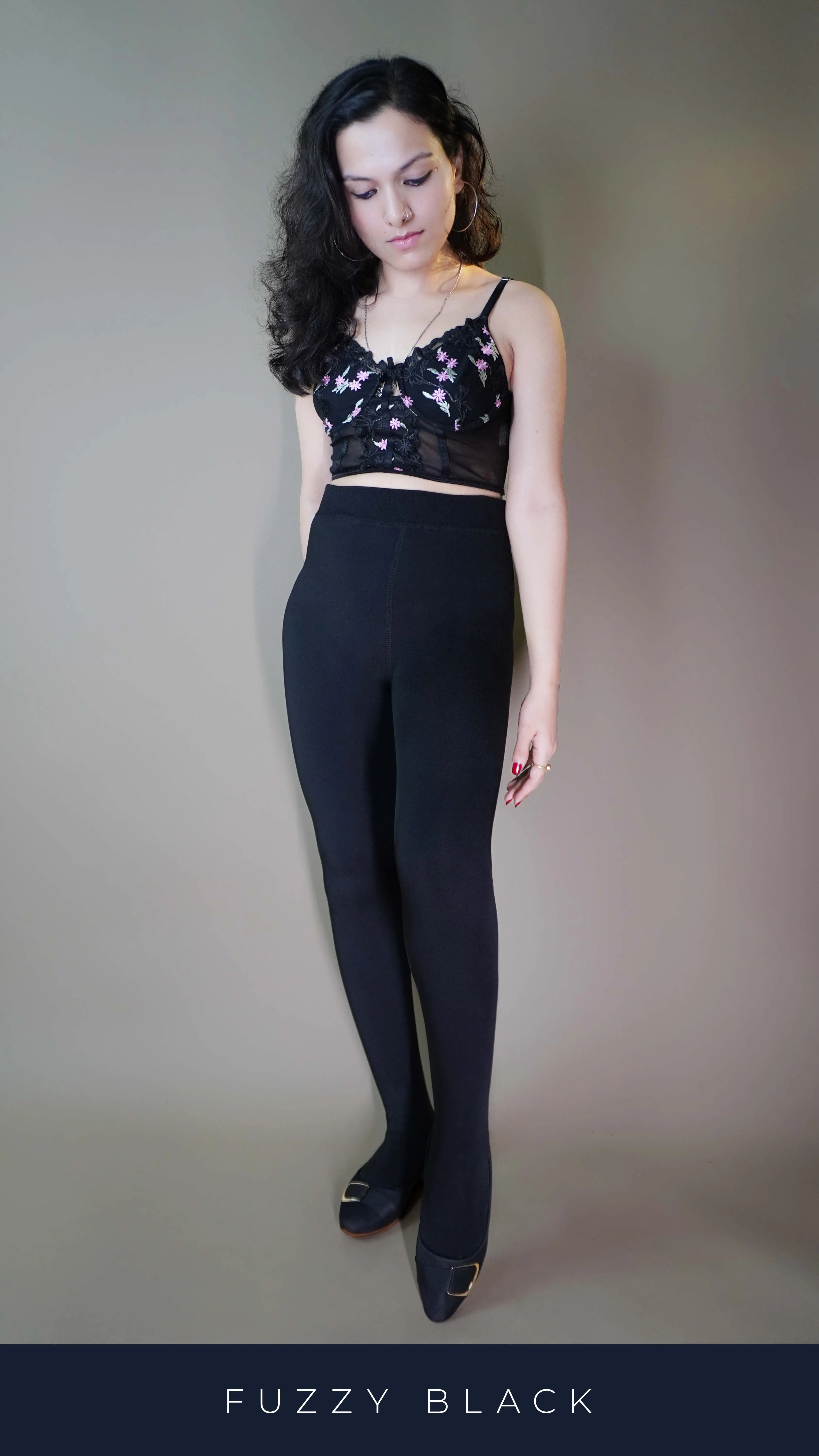 Furry Bliss Black Warm Tights