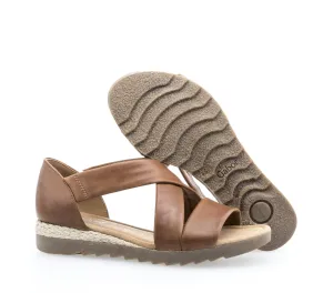 GABOR - FLAT CRISS-CROSS SANDAL - TAN LEATHER