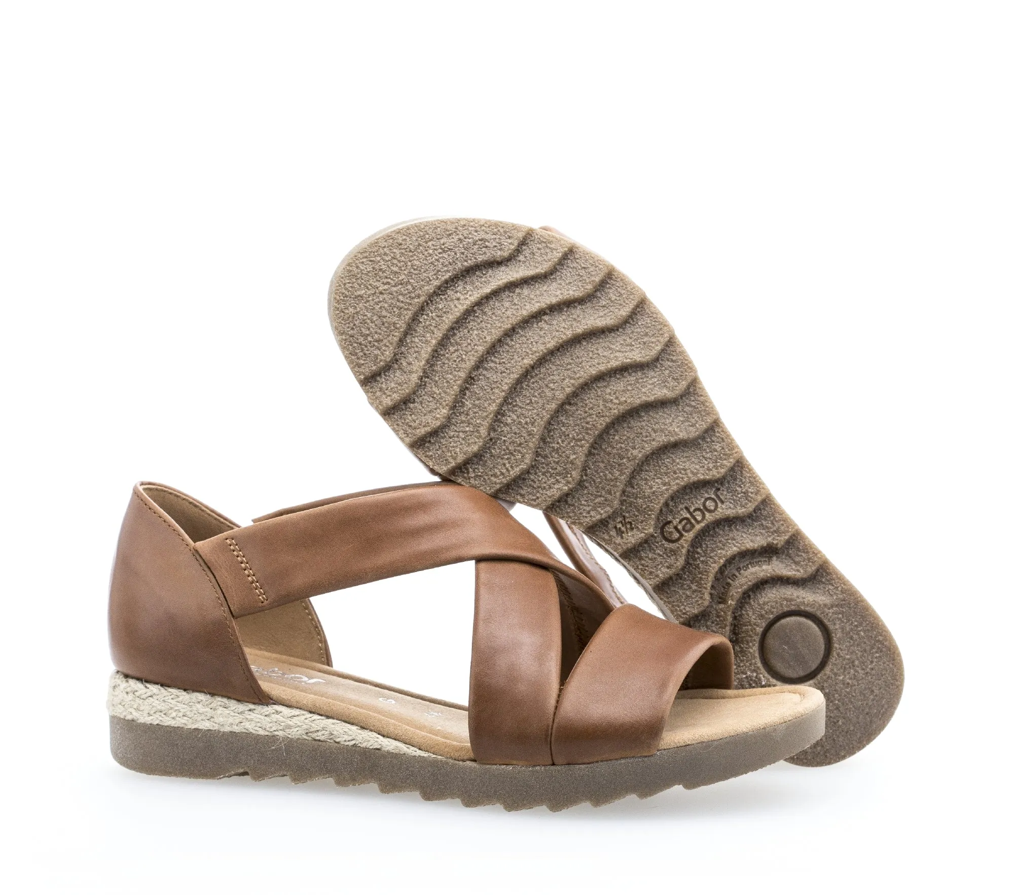 GABOR - FLAT CRISS-CROSS SANDAL - TAN LEATHER