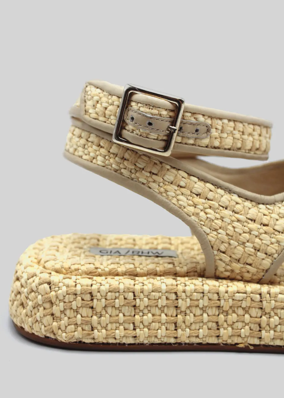 GIA x RHW Rosie Ankle Strap Sandal - Natural Raffia