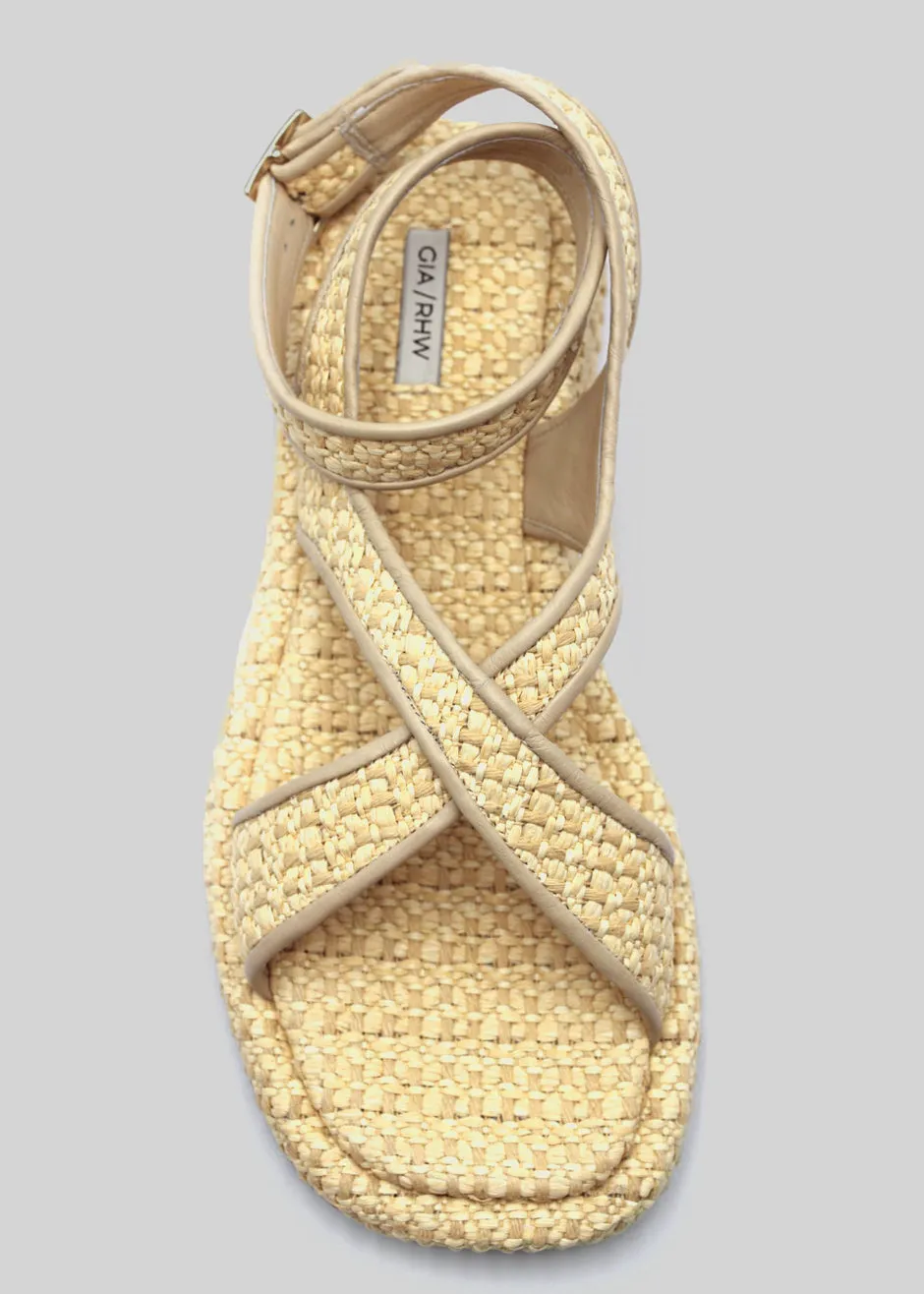 GIA x RHW Rosie Ankle Strap Sandal - Natural Raffia