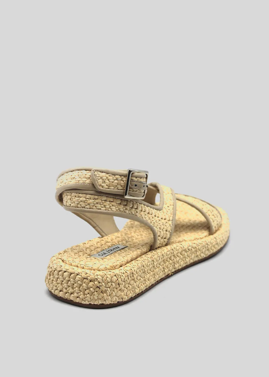 GIA x RHW Rosie Ankle Strap Sandal - Natural Raffia