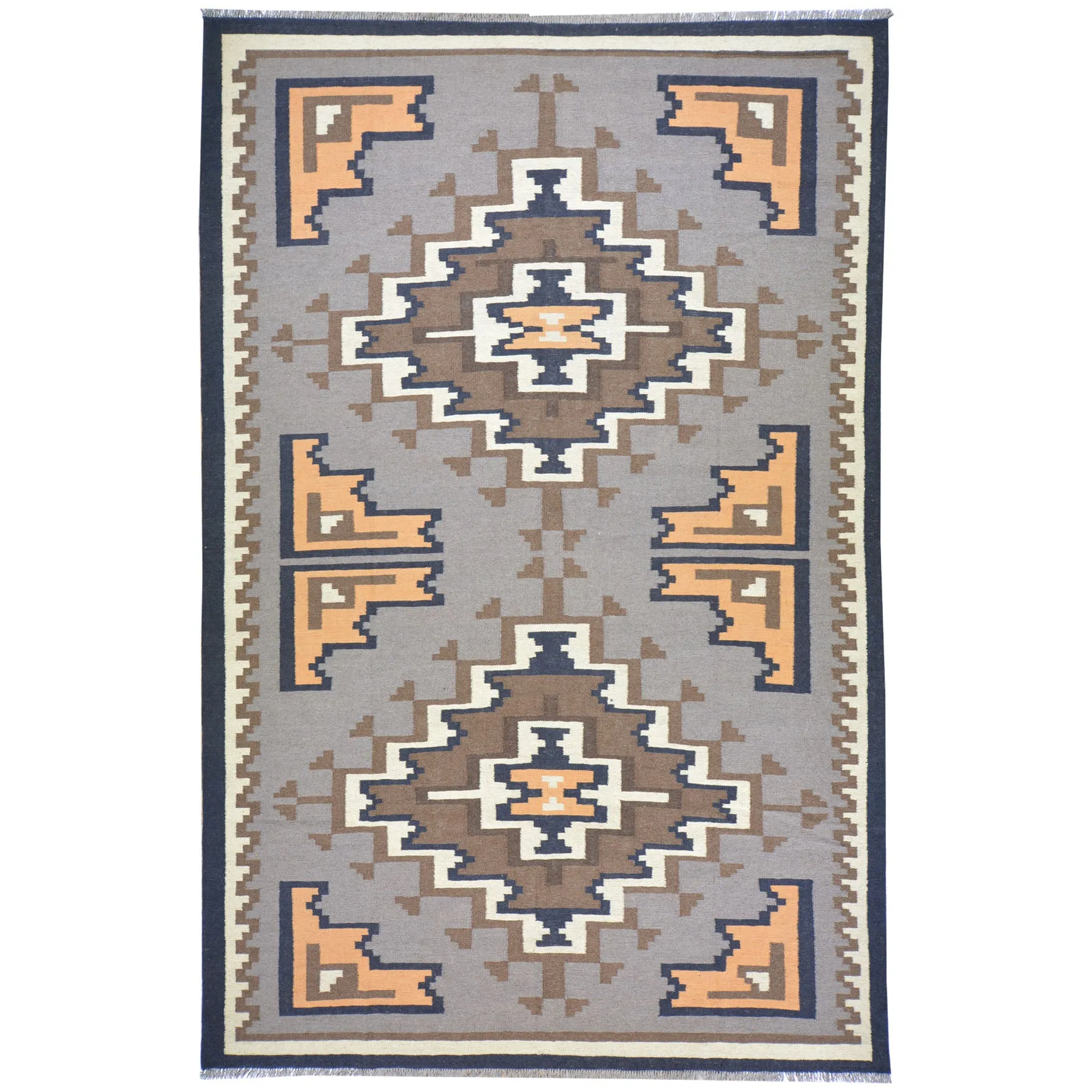 Hand-Woven Tribal Reversible Kilim Southwestern Design Wool Rug (Size 6.5 X 9.11) Cwral-7623